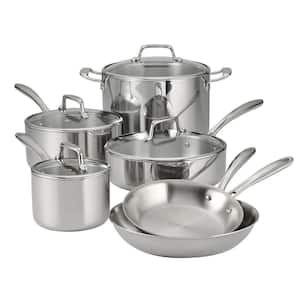 10 Piece Tri-Ply Clad Stainless Steel Cookware Set with Glass Lids