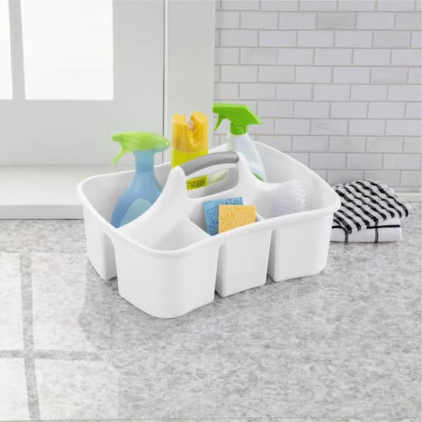 Plastic Shower Caddy Basket with Compartments, Portable Divided Cleaning  Supply