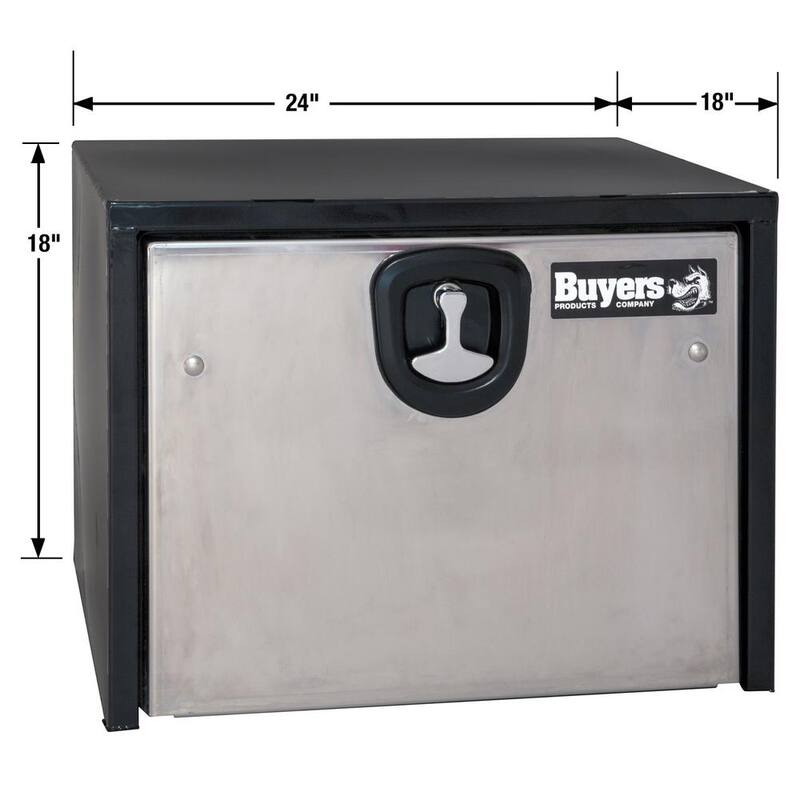 18 in. x 18 in. x 24 in. Gloss Black Steel Underbody Truck Tool Box with Stainless Steel Door