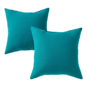 Peacock Square Outdoor Throw Pillow (2-Pack)