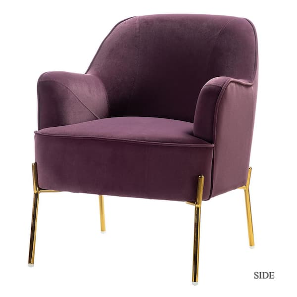 JAYDEN CREATION Nora Modern Purple Velvet Accent Chair with Gold Metal Legs