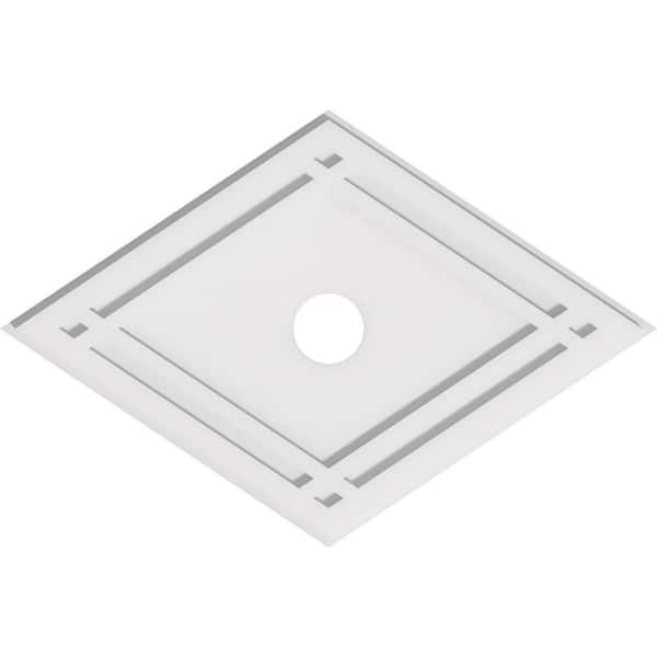 Ekena Millwork 28 in. W x 18-5/8 in. H x 3 in. ID x 1 in. P Diamond Architectural Grade PVC Contemporary Ceiling Medallion
