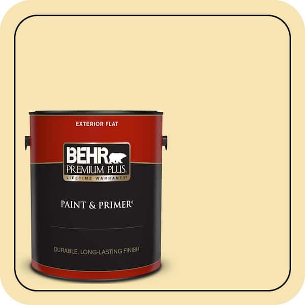 BEHR PREMIUM PLUS 1 gal. #370C-3 Sweet Corn Flat Exterior Paint & Primer