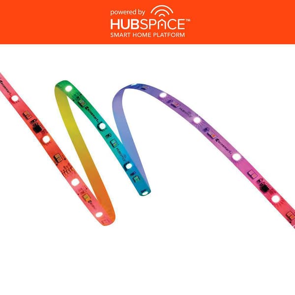 16.4 ft. Smart RGBWIC Dynamic Color Changing Dimmable Plug-In LED Strip Light Powered by Hubspace