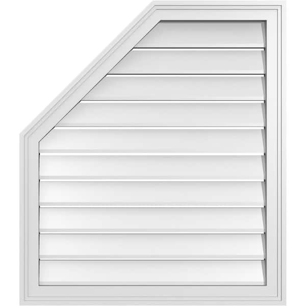 Ekena Millwork 28 in. x 32 in. Octagonal Surface Mount PVC Gable Vent: Functional with Brickmould Frame