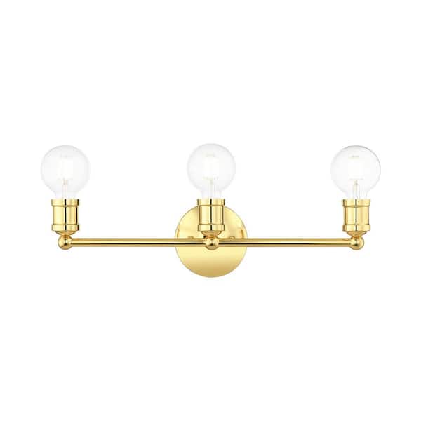 AVIANCE LIGHTING Beckford 20.25 in. 3-Light Polished Brass ADA Vanity Light