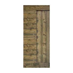 L Series 38 in. x 84 in. Aged Barrel Finished Solid Wood Barn Door Slab - Hardware Kit Not Included