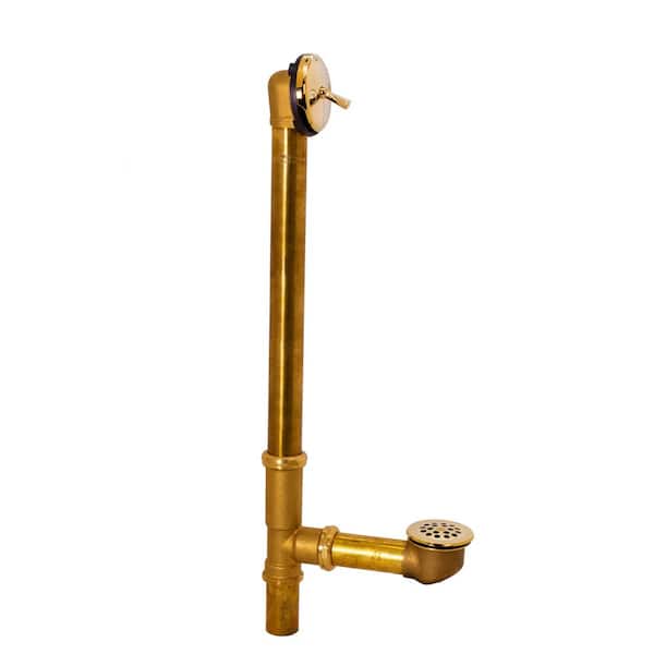 Westbrass 22 in. Brass Trip Lever Bath Waste Drain in Polished Brass