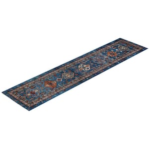 Serapi One-of-a-Kind Traditional Light Blue 2 ft. x 10 ft. Runner Hand Knotted Tribal Area Rug