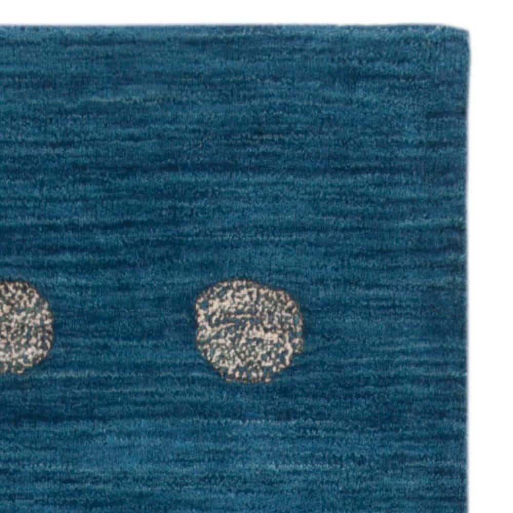 Handmade Tufted Blue Wool 27" Runner Rug