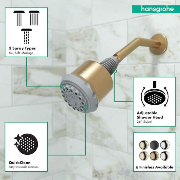 Hansgrohe Clubmaster 3-Spray Patterns 2.5 GPM 4 in. Wall Mount