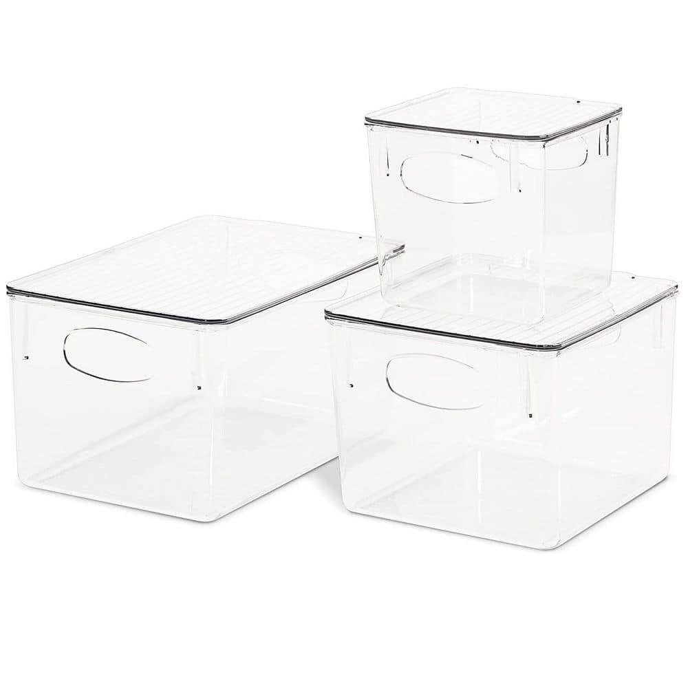 Sorbus Clear Plastic Storage Bins with Dividers Stackable Organizer Set  (2-Pack) FR-DIV2 - The Home Depot