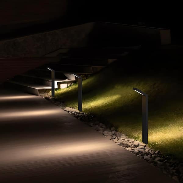 36-Watt Equivalent Low Voltage Black Aluminum Hardwired LED Weather Resistant Landscape Path Lights (4-pack)