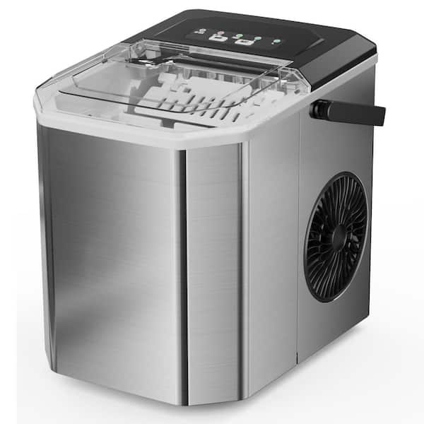 8.4 in. Countertop Nugget Ice Maker with 1-Click Operation and Self-Cleaning Function 26 lbs./24H Portable Bullet Silver