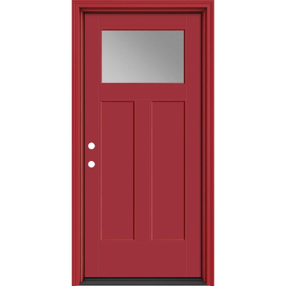 Performance Door System 36 in. x 80 in. Winslow Clear Right-Hand Inswing Red Smooth Fiberglass Prehung Front Door price history on PriceWatchPro