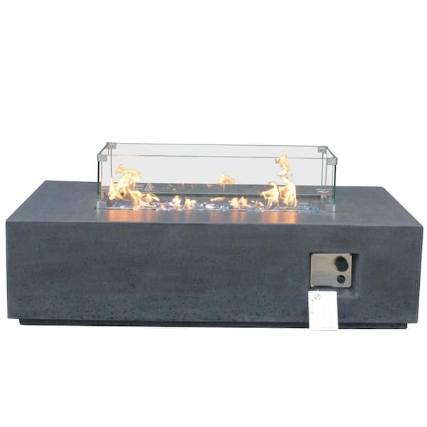 52.00 in. W x 14.00 in. H Concrete Square Propane Gas Fire Pit Table in Dark Grey