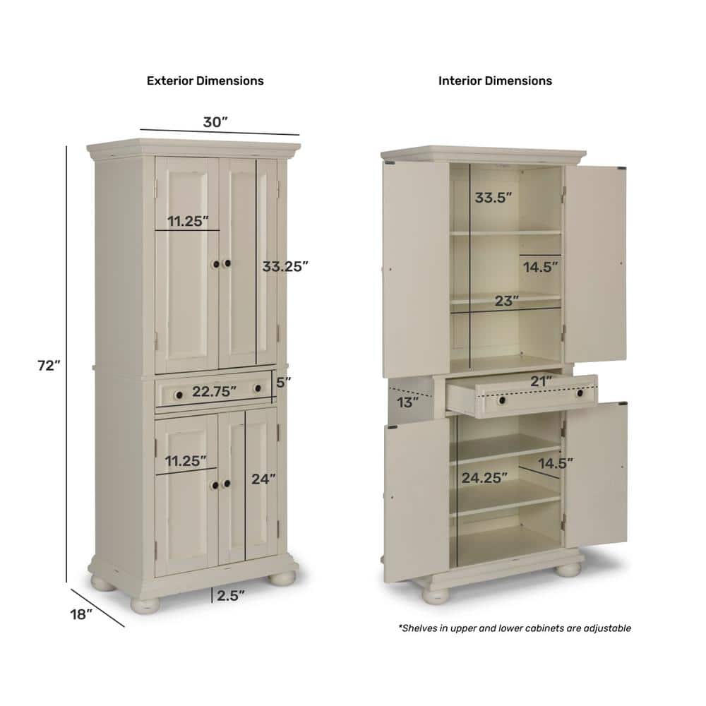 Dover 72" White Mahogany Freestanding Pantry with Adjustable Shelving