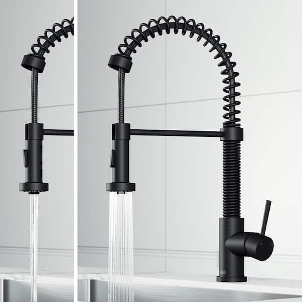 Edison Single-Handle Pull-Down Sprayer Kitchen Faucet with Soap Dispenser in Matte Black