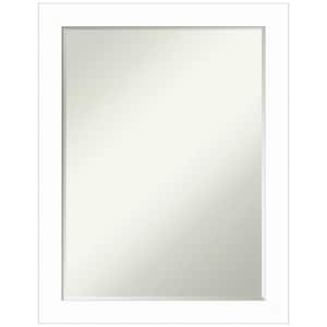 Basic White Narrow 21.5 in. x 27.5 in. Petite Bevel Casual Rectangle Wood Framed Wall Mirror in White