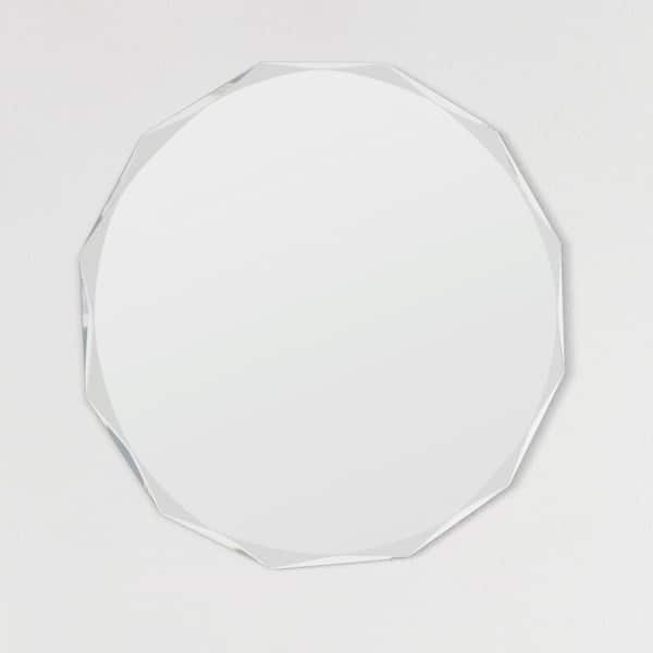 Decor Wonderland 28 in. W x 28 in. H Round Beveled Edge Frameless Wall Mount Bathroom Vanity Mirror in Silver
