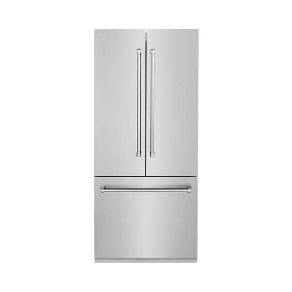 ZLINE Kitchen and Bath 36 in. 3-Door French Door Refrigerator with Internal Ice and Water Dispenser in Stainless Steel