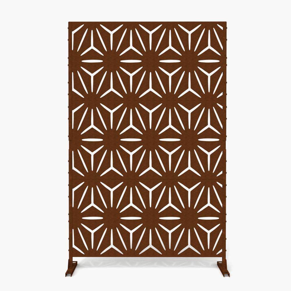 47 in. W x 75 in. H Galvanized Steel Garden Fence Outdoor Privacy Screen Garden Screen Panels in Reddish Brown (Thin) price history on PriceWatchPro