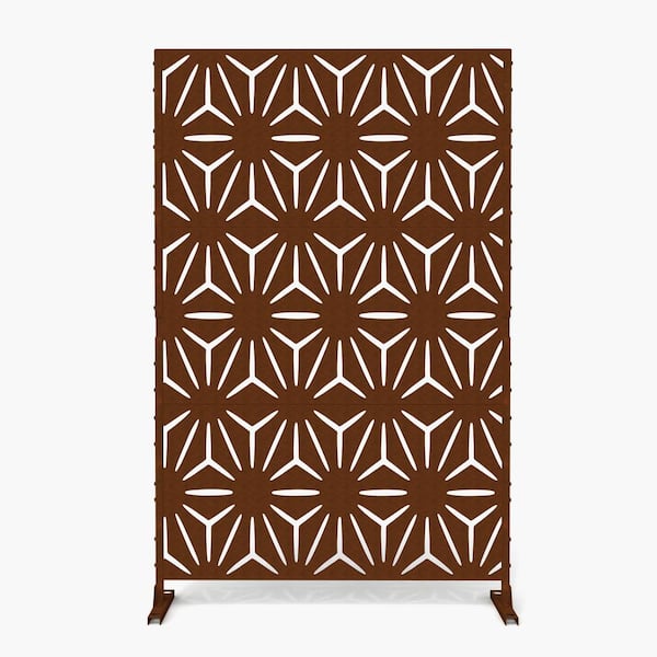 76 in. Galvanized Steel Garden Fence Outdoor Privacy Screen Garden Screen Panels in Reddish Brown