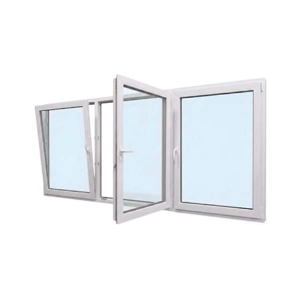 96 in. x 48 in. Elite Euro White Exterior/Interior Vinyl Triple Sash Tilt/Turn Window with Middle Right Inward Swing
