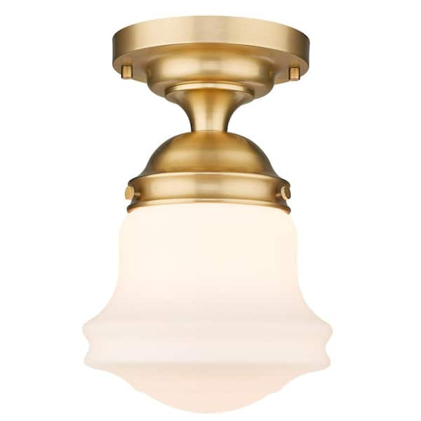 Vaughn 10.5 in. 1-Light Heritage Brass Transitional Flush Mount with ...