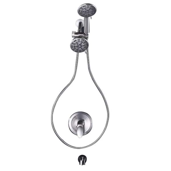 Single Handle 7-Spray Tub and Shower Faucet 1.8 GPM in Brushed Nickel Pressure Balancing Shower Mixer Valve Included
