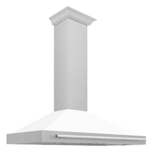 48 in. 400 CFM Ducted Vent Wall Mount Range Hood with White Matte Shell in Fingerprint Resistant Stainless Steel