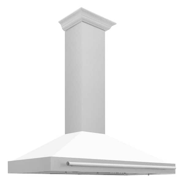 ZLINE Kitchen and Bath 48 in. 400 CFM Ducted Vent Wall Mount Range Hood with White Matte Shell in Fingerprint Resistant Stainless Steel