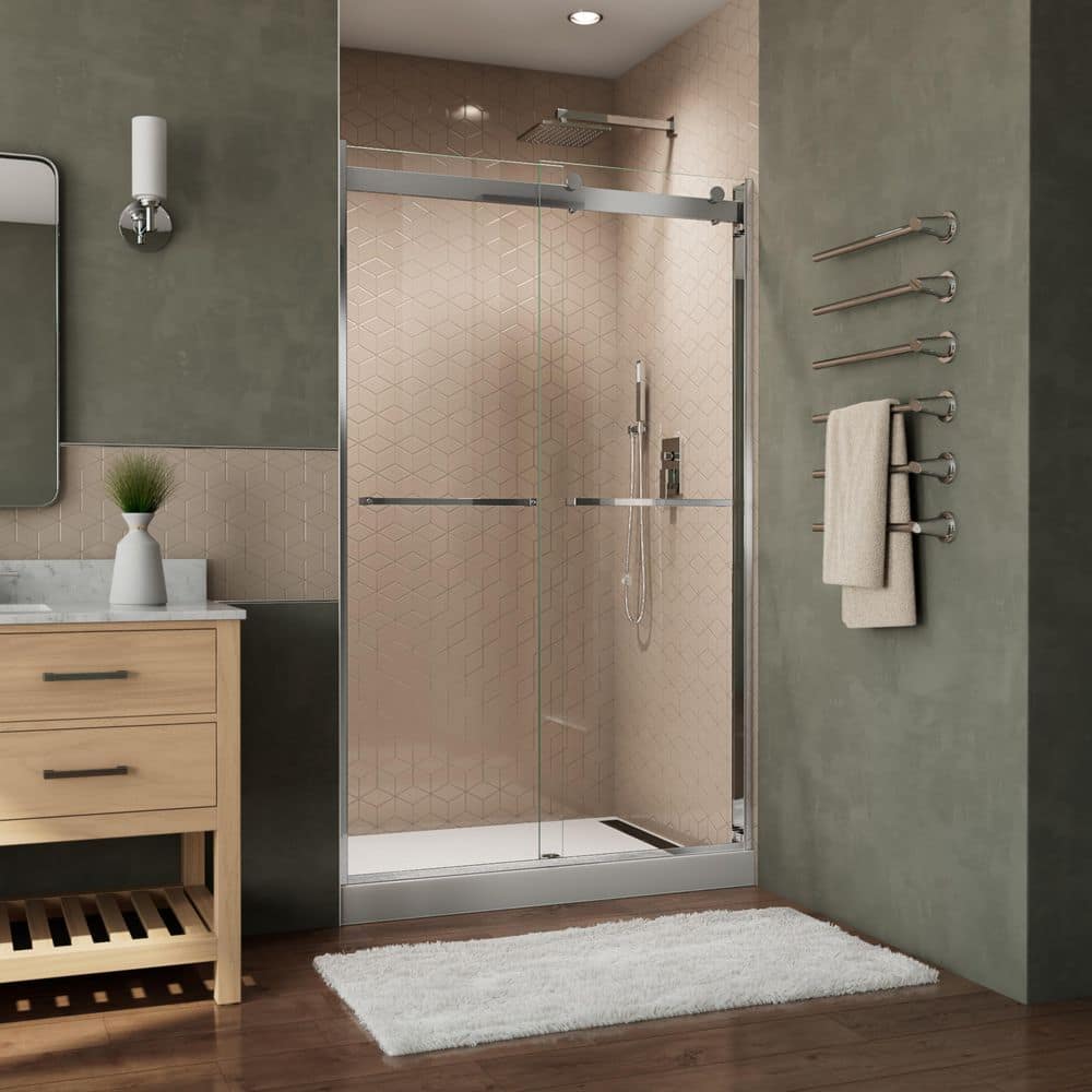 Essence-H 48-60" Chrome Semi-Frameless Sliding Shower Door