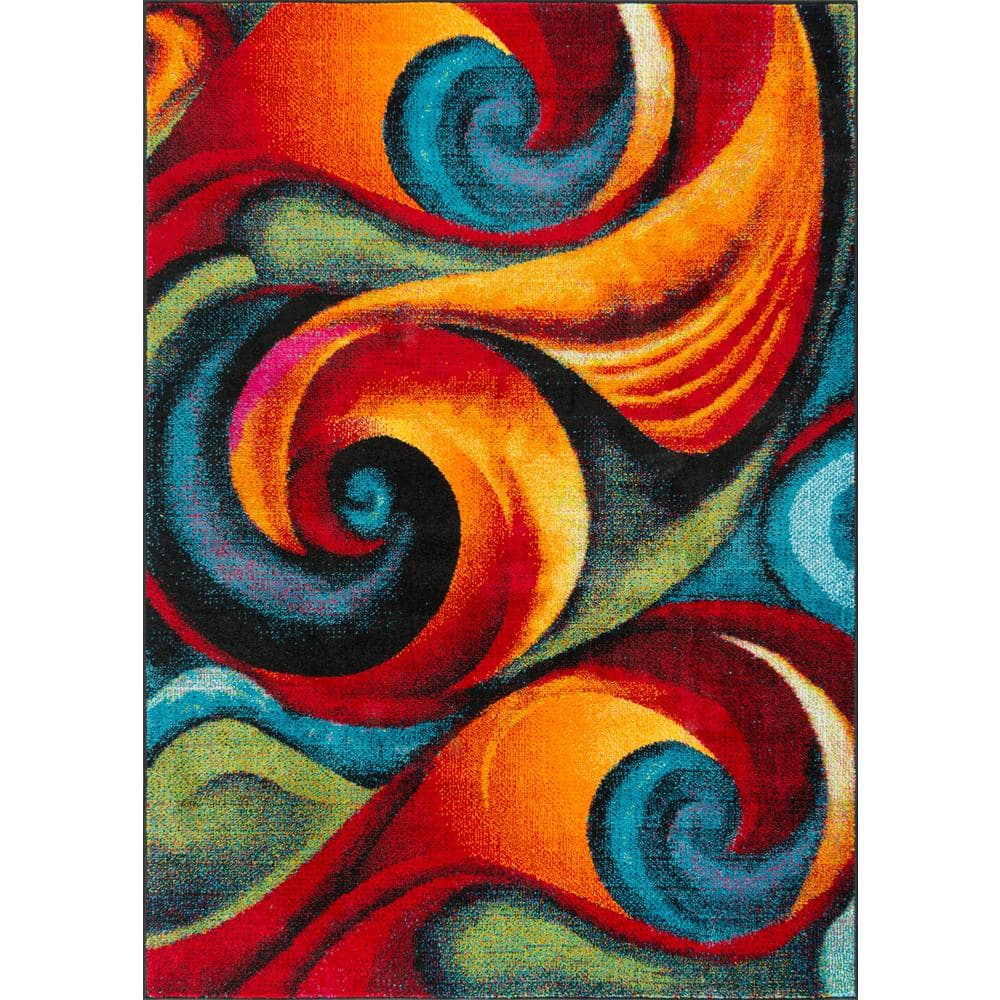 Area Rug 2d Tayse Rugs Symphony Abstract Multi-Color 2 ft. x 3 ft. Indoor Area Rug ...