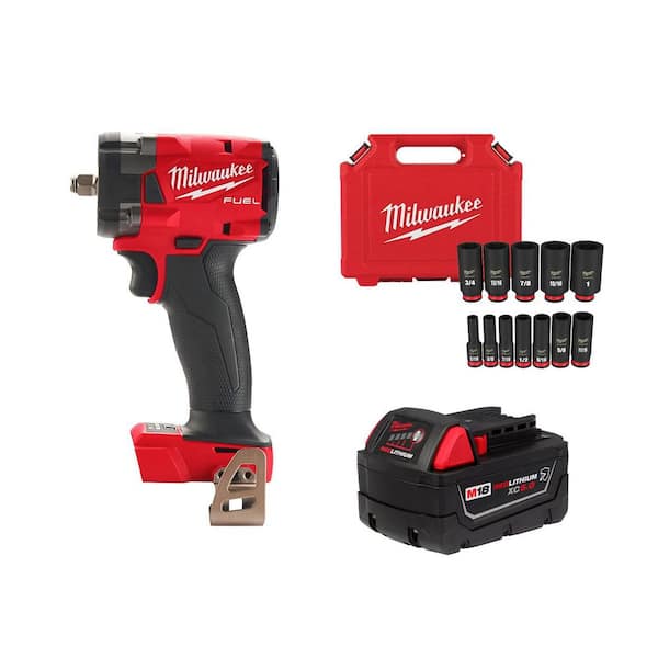 M18 FUEL GEN-3 18V 3/8 in. Impact Wrench w/5.0Ah Battery & SHOCKWAVE Socket Set (12-Pc)