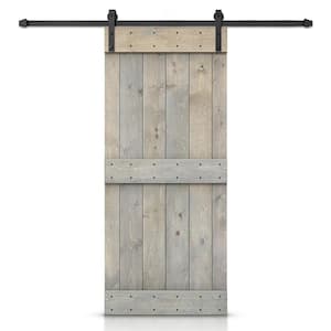 28 in. x 84 in. Mid-Bar  Smoke Gray Stained DIY Wood Interior Sliding Barn Door with Hardware Kit