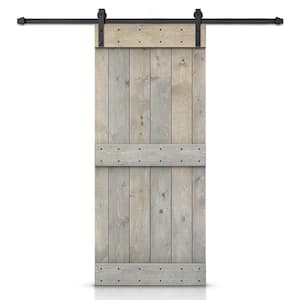 30 in. x 84 in. Mid-Bar Series Smoke Gray DIY Knotty Pine Wood Interior Sliding Barn Door with Hardware Kit