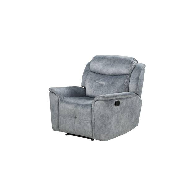 Benjara Gray Fabric Manual Recliner Chair With USB Charging Docks ...