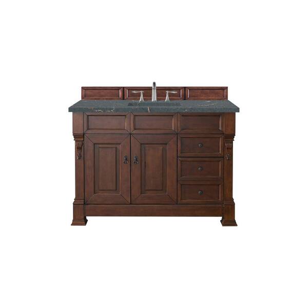 James Martin Vanities Brookfield 48.0 in. W x 23.5 in. D x 34.3 in. H Single Bathroom Vanity in Warm Cherry with Parisien Bleu Quartz Top