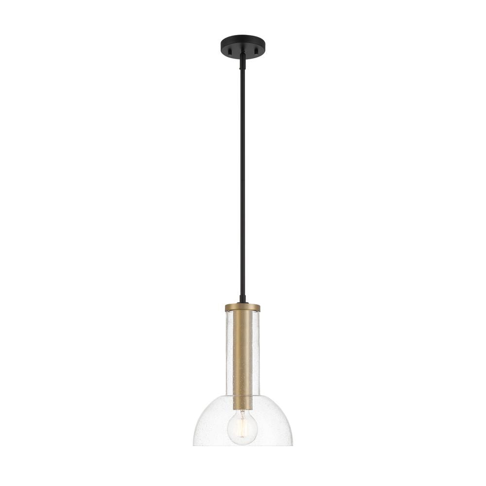 Nova 60-Watt 1 Light Matte Black Pendant with Clear Seedy Glass Shade price history on PriceWatchPro
