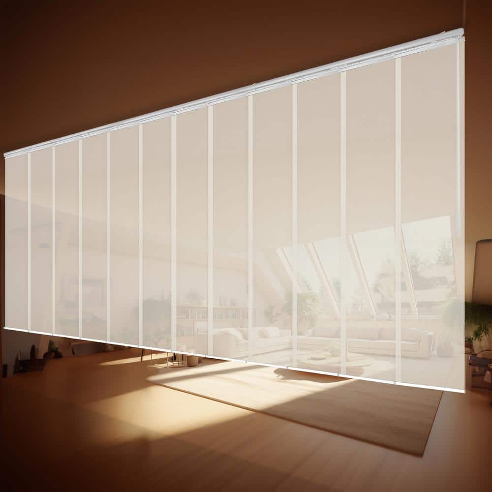 Ivory Mesh 140 in. to 260 in. W x 94 in. L Adjustable 12-Panel Satin Nickel Double Rail Panel Track with 23.5 in. Slates price history on PriceWatchPro