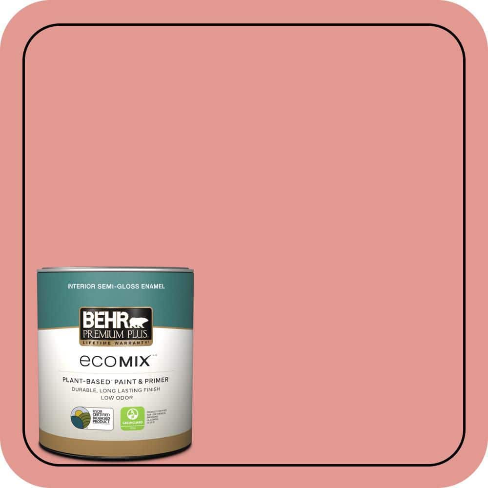 1 qt. #160D-4 Strawberry Rose Semi-Gloss Enamel EcoMix Plant-Based Interior Paint & Primer price history on PriceWatchPro