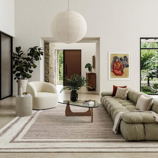 Villa Southwestern Wool Blend Brown 6 ft. x 9 ft. Indoor/Outdoor Patio Area Rug