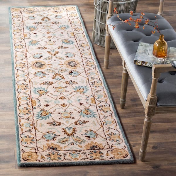 Antiquity 2 ft. x 8 ft. Peacock/Blue Oriental Runner Rug