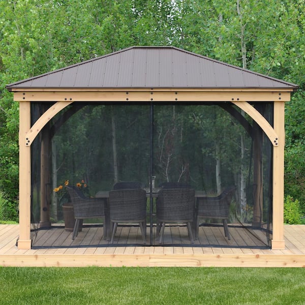 Mosquito Mesh Kit to fit Meridian 12 ft. x 14 ft. Gazebo with UV resistant Phifer Material and Easy Glide Tracks