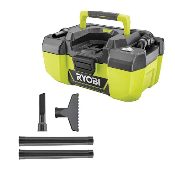 RYOBI ONE+ 18V 3 Gal. Project Wet/Dry Vacuum with Accessory Storage (Tool Only) with 1-1/4 in. Crevice Tool and Utility Nozzle