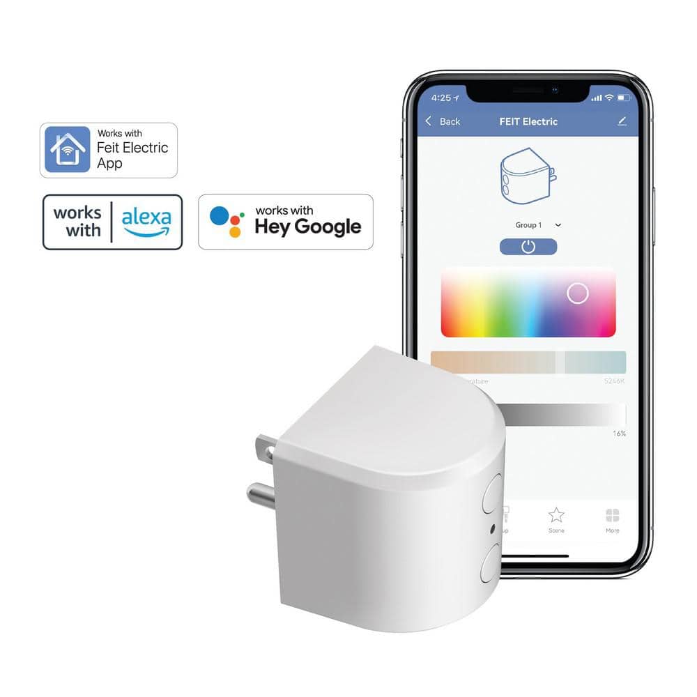 Feit White Wireless Smart Wi-Fi Bridge with Alexa and Google Assistant