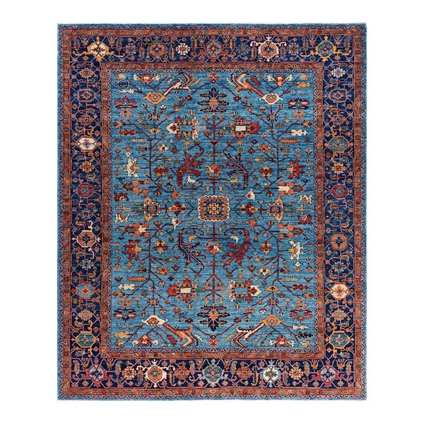 Solo Rugs Serapi Light Blue 8 ft. x 10 ft. Tribal Wool Indoor Area Rug