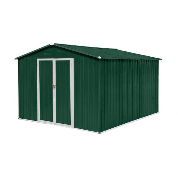 Boosicavelly 8 ft. W x 10 ft. D Metal Outdoor Storage Shed with Double ...