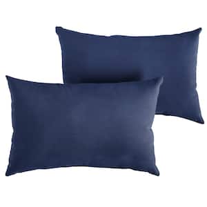 Sunbrella Canvas Navy Blue Rectangular Outdoor Knife Edge Lumbar Pillows (2-Pack)